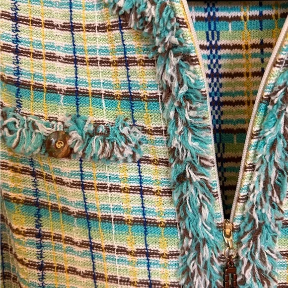 St. John Collection Multicolor Plaid Tweed Blazer - Picture 5 of 6